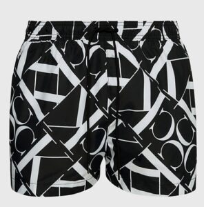 CALVIN KLEIN – Pantaloncini Uomo da Bagno con Cordoncino Corto CK Monogram Nero