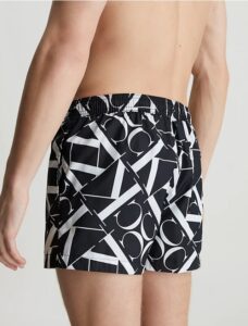 CALVIN KLEIN – Pantaloncini Uomo da Bagno con Cordoncino Corto CK Monogram Nero