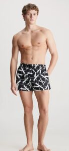 CALVIN KLEIN – Pantaloncini Uomo da Bagno con Cordoncino Corto CK Monogram Nero