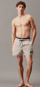 CALVIN KLEIN – Pantaloncini Uomo da Bagno Corti con Fascia in Vita Doppia Nimbus Cloud