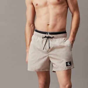 CALVIN KLEIN – Pantaloncini Uomo da Bagno Corti con Fascia in Vita Doppia Nimbus Cloud