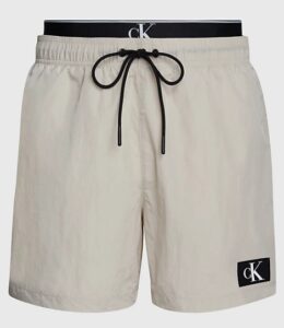 CALVIN KLEIN – Pantaloncini Uomo da Bagno Corti con Fascia in Vita Doppia Nimbus Cloud