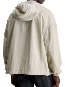 CALVIN KLEIN JEANS – Giubbotto Giacca Uomo con Cappuccio e Patch Logo Beige