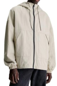 CALVIN KLEIN JEANS – Giubbotto Giacca Uomo con Cappuccio e Patch Logo Beige