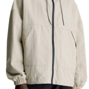 CALVIN KLEIN JEANS – Giubbotto Giacca Uomo con Cappuccio e Patch Logo Beige