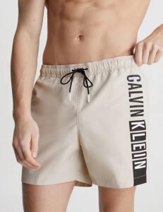 CALVIN KLEIN – Pantaloncini Da Bagno Con Cordoncino Medio Intense Power Beige