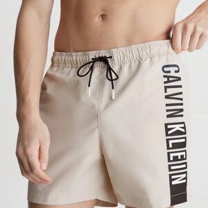 CALVIN KLEIN – Pantaloncini Da Bagno Con Cordoncino Medio Intense Power Beige