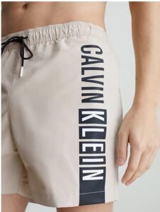 CALVIN KLEIN – Pantaloncini Da Bagno Con Cordoncino Medio Intense Power Beige