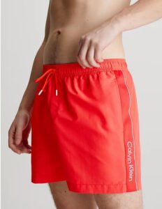 CALVIN KLEIN – Pantaloncini Uomo da Bagno con Cordoncino Medio Meta Legacy Rosso