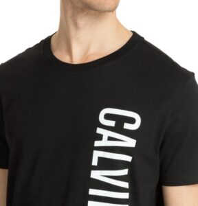 CALVIN KLEIN – T-Shirt Uomo Crew Neck Tee con Logo Esteso Nero
