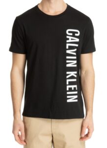 CALVIN KLEIN – T-Shirt Uomo Crew Neck Tee con Logo Esteso Nero