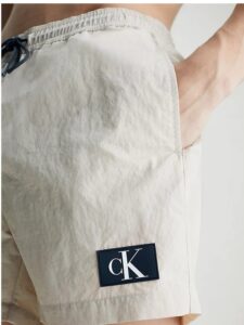 CALVIN KLEIN – Pantaloncini Uomo da Bagno con Cordoncino Medio Silver Lining