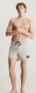 CALVIN KLEIN – Pantaloncini Uomo da Bagno con Cordoncino Medio Silver Lining