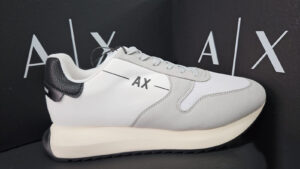 ARMANI EXCHANGE – Scarpe Uomo Sneakers Multicolore in Tessuto Grigio e Bianco