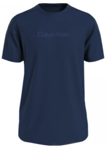 CALVIN KLEIN – T-Shirt Uomo Crew Neck Logo Blu Navy