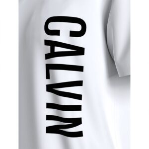 CALVIN KLEIN – T-Shirt Uomo Crew Neck Tee con Logo Esteso Bianco