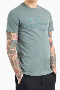 ARMANI EXCHANGE- T-Shirt Uomo Slim Fit in Cotone Verde