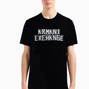 ARMANI EXCHANGE – T-Shirt Uomo Regular Fit in Jersey con Stampa Logo a Contrasto Nero