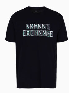 ARMANI EXCHANGE – T-Shirt Uomo Regular Fit in Jersey con Stampa Logo a Contrasto Nero