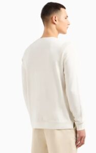 ARMANI EXCHANGE – Maglione Uomo Girocollo in Cotone Organico ASV con Patch Bianco