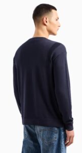 ARMANI EXCHANGE – Maglione Uomo Girocollo in Cotone Organico ASV con Patch Blu