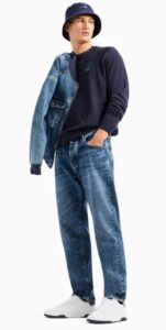 ARMANI EXCHANGE – Maglione Uomo Girocollo in Cotone Organico ASV con Patch Blu