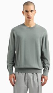 ARMANI EXCHANGE – Maglione Uomo Maglione Girocollo in Cotone con Logo Verde