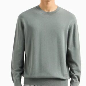 ARMANI EXCHANGE – Maglione Uomo Maglione Girocollo in Cotone con Logo Verde