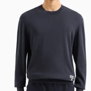 ARMANI EXCHANGE – Maglione Uomo Maglione Girocollo in Cotone con Logo Blu Navy