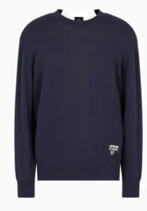 ARMANI EXCHANGE – Maglione Uomo Maglione Girocollo in Cotone con Logo Blu Navy