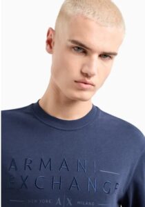 ARMANI EXCHANGE – Maglione Uomo Felpa Senza Cappuccio Blu Navy