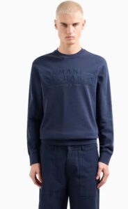 ARMANI EXCHANGE – Maglione Uomo Felpa Senza Cappuccio Blu Navy