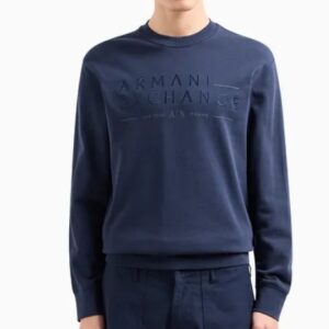 ARMANI EXCHANGE – Maglione Uomo Felpa Senza Cappuccio Blu Navy