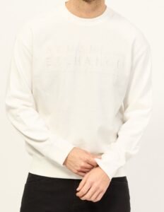 ARMANI EXCHANGE – Maglione Uomo Felpa Senza Cappuccio Bianco