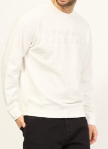 ARMANI EXCHANGE – Maglione Uomo Felpa Senza Cappuccio Bianco