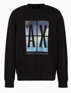 ARMANI EXCHANGE – Maglione Uomo Felpa Girocollo con Maxi Stampa Fotografica A|X Nero