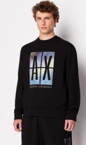 ARMANI EXCHANGE – Maglione Uomo Felpa Girocollo con Maxi Stampa Fotografica A|X Nero
