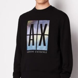 ARMANI EXCHANGE – Maglione Uomo Felpa Girocollo con Maxi Stampa Fotografica A|X Nero