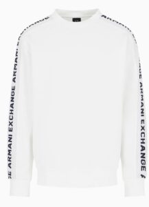 ARMANI EXCHANGE – Maglione Uomo Felpa in Misto Cotone con Tape Logo Bianco