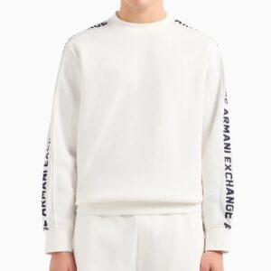 ARMANI EXCHANGE – Maglione Uomo Felpa in Misto Cotone con Tape Logo Bianco