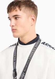 ARMANI EXCHANGE – Maglione Uomo Felpa in Misto Cotone con Tape Logo Bianco