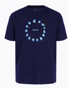 ARMANI EXCHANGE – T-Shirt Uomo Regular Fit in Jersey con Stampa Tonda Blu Navy