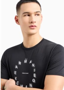 ARMANI EXCHANGE – T-Shirt Uomo Regular Fit in Jersey con Stampa Tonda Nero