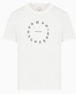 ARMANI EXCHANGE – T-Shirt Uomo Regular Fit in Jersey con Stampa Tonda Bianco
