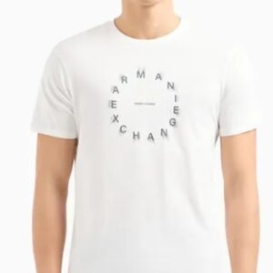 ARMANI EXCHANGE – T-Shirt Uomo Regular Fit in Jersey con Stampa Tonda Bianco