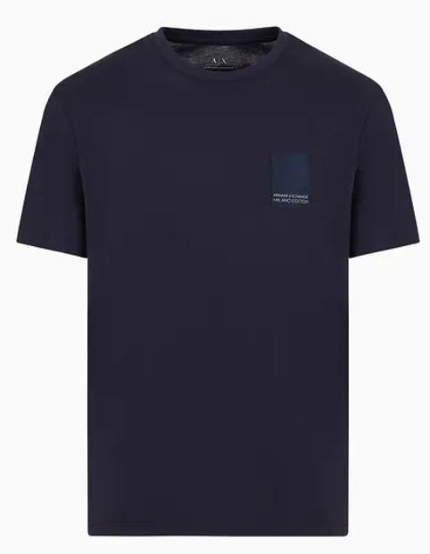 ARMANI EXCHANGE – T-Shirt Regular Fit ASV in Cotone Organico Blu Navy ...