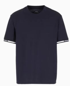 ARMANI EXCHANGE – T-Shirt Uomo Regular Fit con Tape Logo Blu Navy