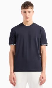 ARMANI EXCHANGE – T-Shirt Uomo Regular Fit con Tape Logo Blu Navy