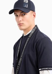 ARMANI EXCHANGE – T-Shirt Uomo Regular Fit con Tape Logo Blu Navy