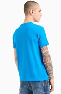 ARMANI EXCHANGE – T-Shirt Uomo Regular Fit in Jersey con Stampa Geometrica Blu Elettrico